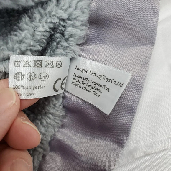 Apricot Lamb Bunny Security Baby Lovey Dark Gray Plush 12" Satin Edges Blanket - Picture 5 of 7